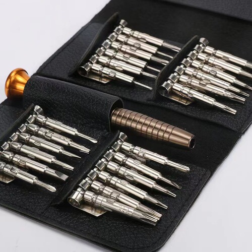 25-in-1 screwdriver leather bag set glasses watch repair mobile phone computer disassembly tool set manufacturer supply
