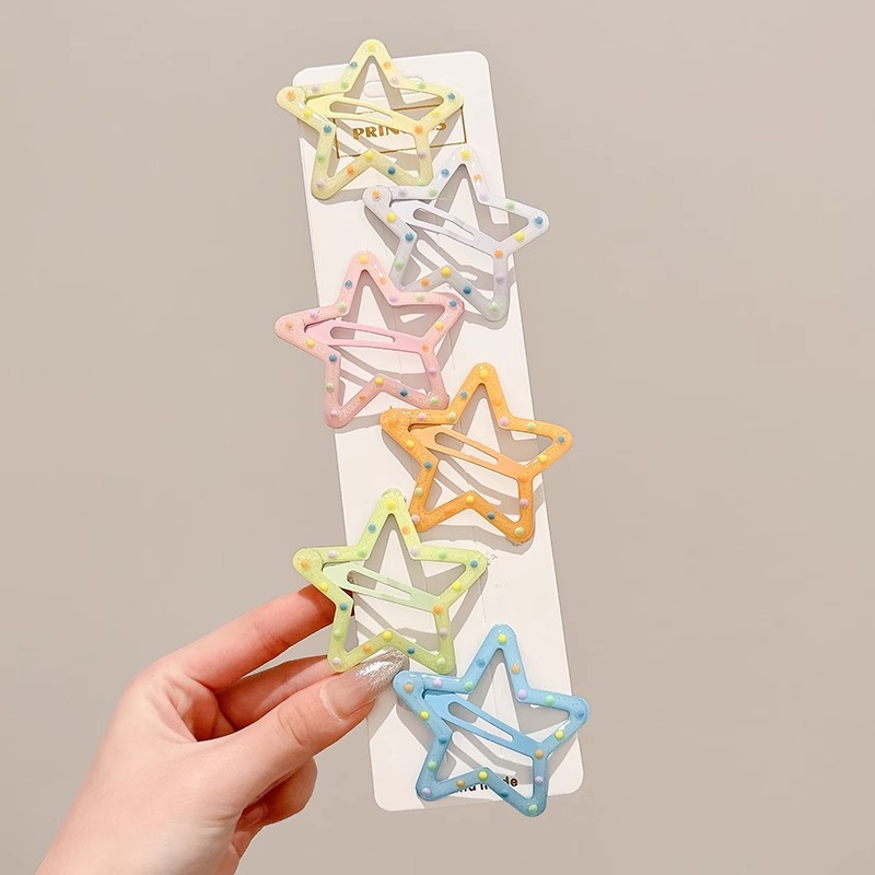 Pinza bb de color dopamina para niños cabello roto estrella de cinco puntas horquilla para niñas que no lastima el cabello, pinza para el cabello con flequillo para bebés, accesorios para el cabello lindos