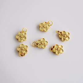 18K包金镀金保色古法仿金小桃花吊坠10mmdiy饰品配件材料手链挂饰