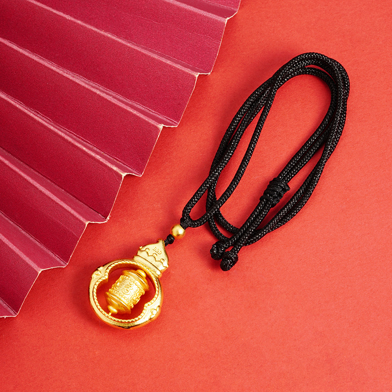 Vietnam oro de seis palabras mantra giratorio oración tubo COLLAR COLGANTE de las mujeres elegante retro de alto grado todo partido cadena de la clavícula