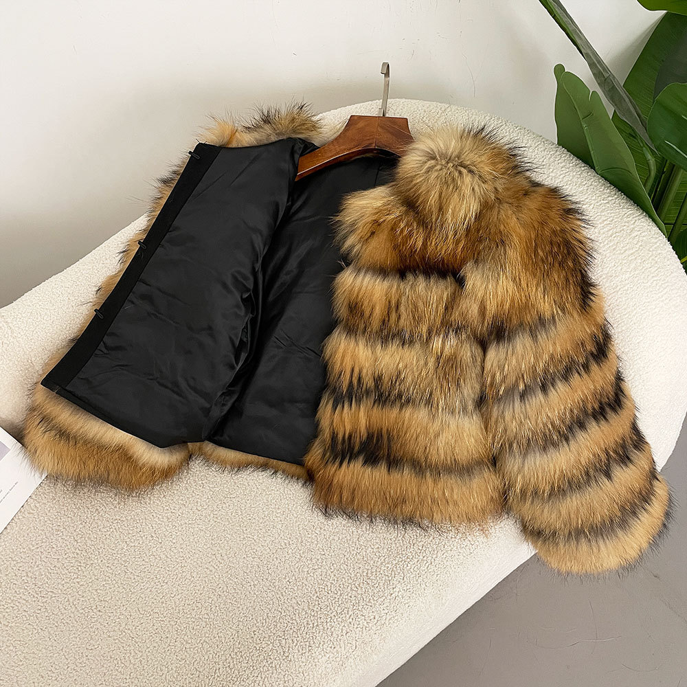 Women's Winter Real Fox Fur Coat Short Thick Warm Fashionable Jacket_voghion.com