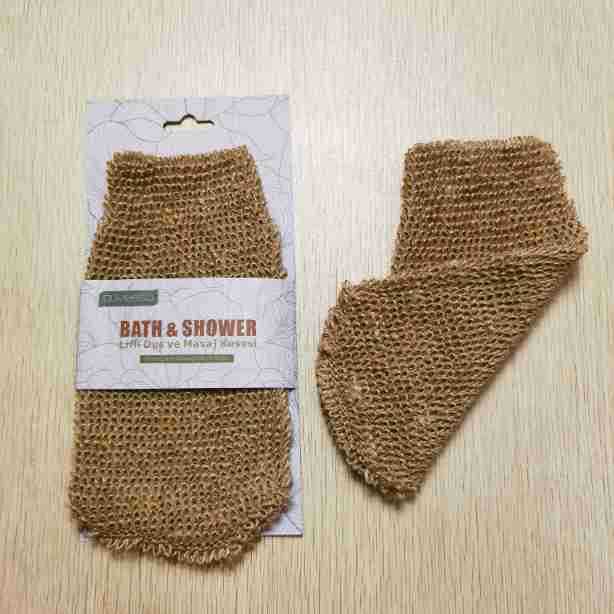 En stock Cáñamo guantes de baño Toalla de baño frotar mochila guantes de lavado de dedos cepillo de baño cubierta de barro frotar Toalla de la espalda