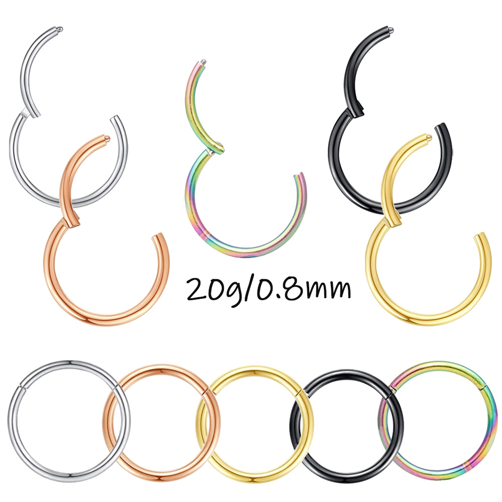 Style Simple Cercle Acier Inoxydable Placage Piercing Au Nez display picture 1