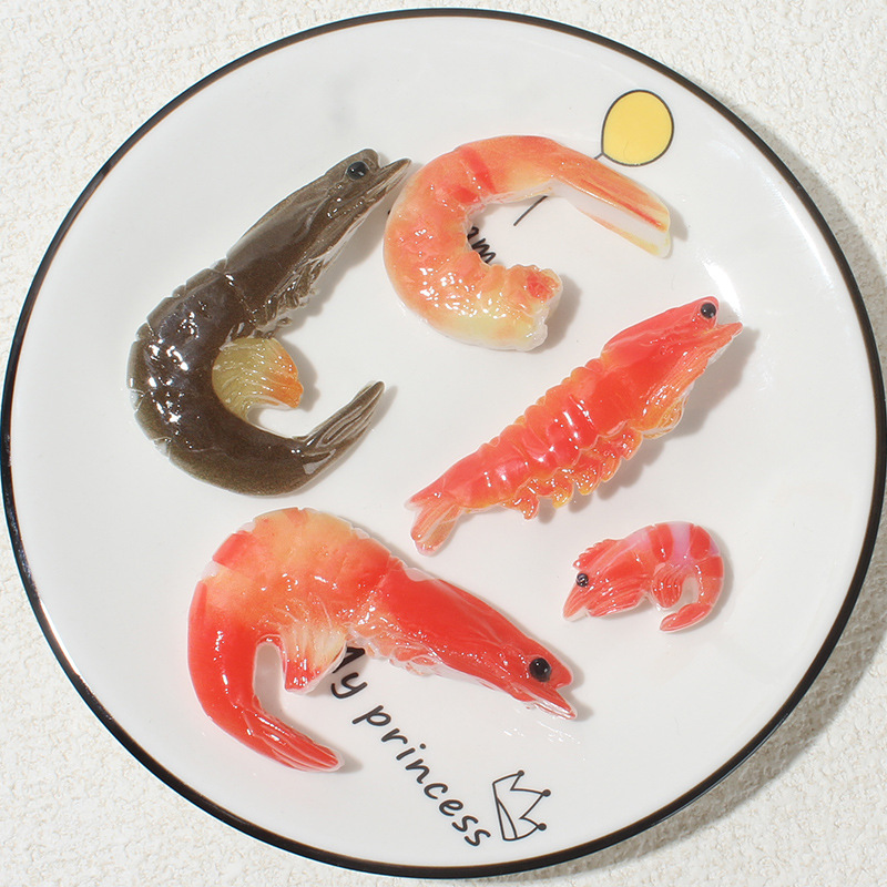 仿真平面大虾 diy手工发饰头绳洞洞鞋钥匙扣奶油胶手机壳树脂配件