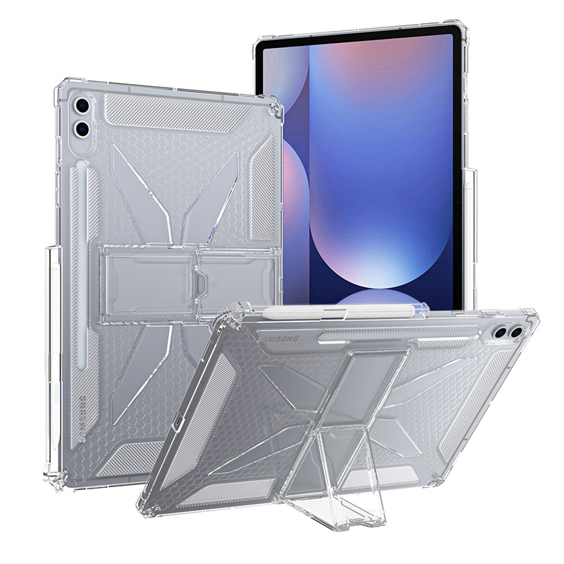 适用三星平板保护套S7/S8/S9/S10FE带支架笔槽散热防滑防摔透明壳