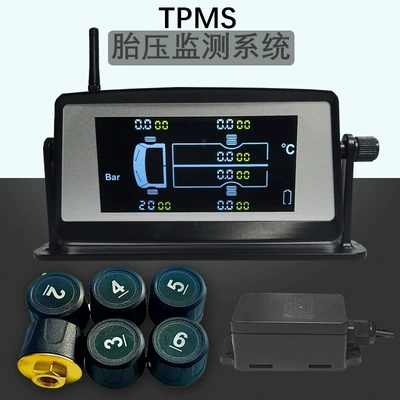 Heavy truck box cargo fire truck bus truck tire pressure monitoring system 6 tire pressure detector solar external (Tire pressure monitoring system) - whole-unit-with-relay-0-9bar-light-truck