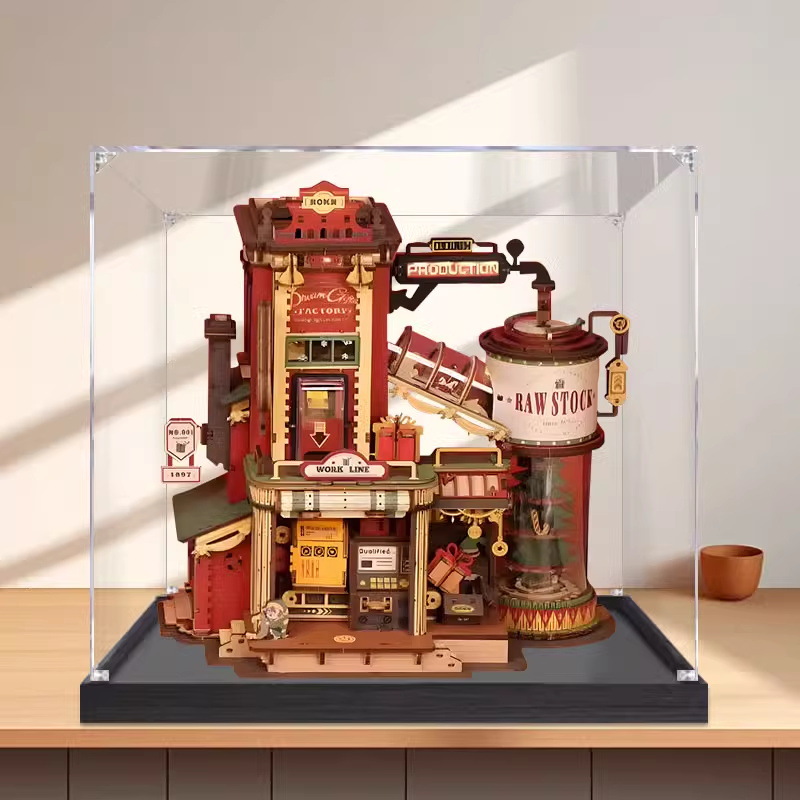 若客プレゼント工場の手作りdiyの組み立て装飾品アクリル展示箱透明ガラスカバー防塵箱を適用する