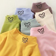 Children's German fleece half-height collar basic shirt with collar print A class baby autumn and winter long sleeve T-shirt autumn and winter top