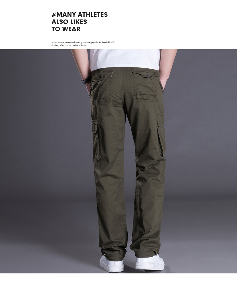 Manufacturer's Spring Multi Pocket Work Pants For Men, Loose Fit Plus Size, Pure Cotton Casual Pants, High-quality Trendy Men's Clothing_voghion.com