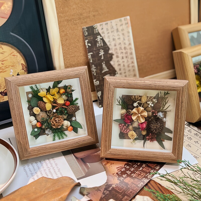Miniature Plant and Flower Photo Frame, Compact Walnut Wood Home Decor, Gift for Girls, Forest Style, Natural Dried Fruit, Natural Charm Miniature Plant and Flower Photo Frame, Compact Walnut Wood Home Decor, Gift for Girls, Forest Style, Natural Dried Fruit, Natural Charm