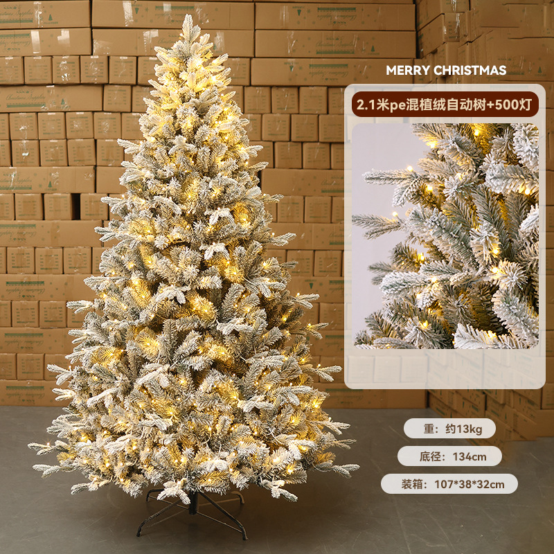 Nuevo árbol de Navidad pe blanco transfronterizo flocado árbol automático de nieve gran decoración de Navidad decoración de decoración