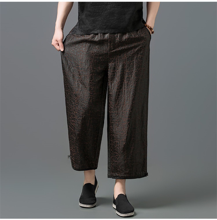 Quần culottes ống rộng lụa tơ tằm họa tiết vân sa rùa phong cách quốc gia — Màu cà phê SPH8813 chi tiết 8