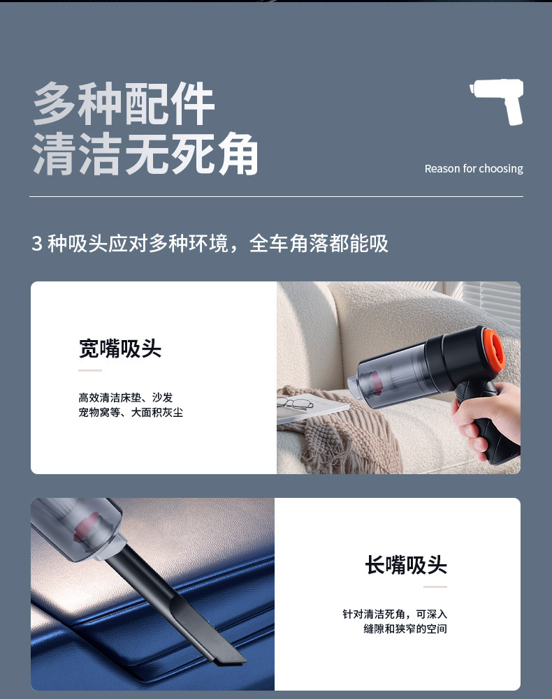 New Cross-Border Model of Car-Mounted Wireless Vacuum Cleaner with Blowing and Suction Functions, High Suction Power, High Power, Portable Handheld Household Dust Blower