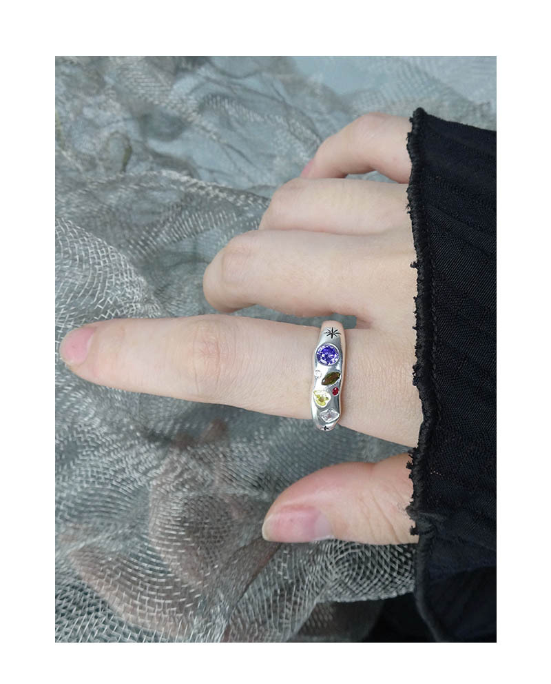 Fashion Geometric Silver Plating Zircon Open Ring