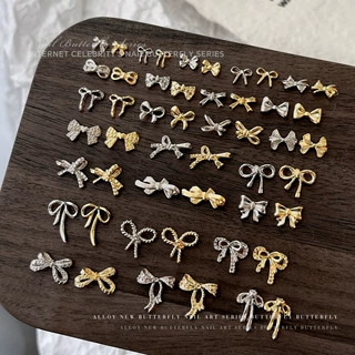 美甲饰品混款网红蝴蝶结合金美甲钻超闪穿戴甲指甲钻配饰品批发