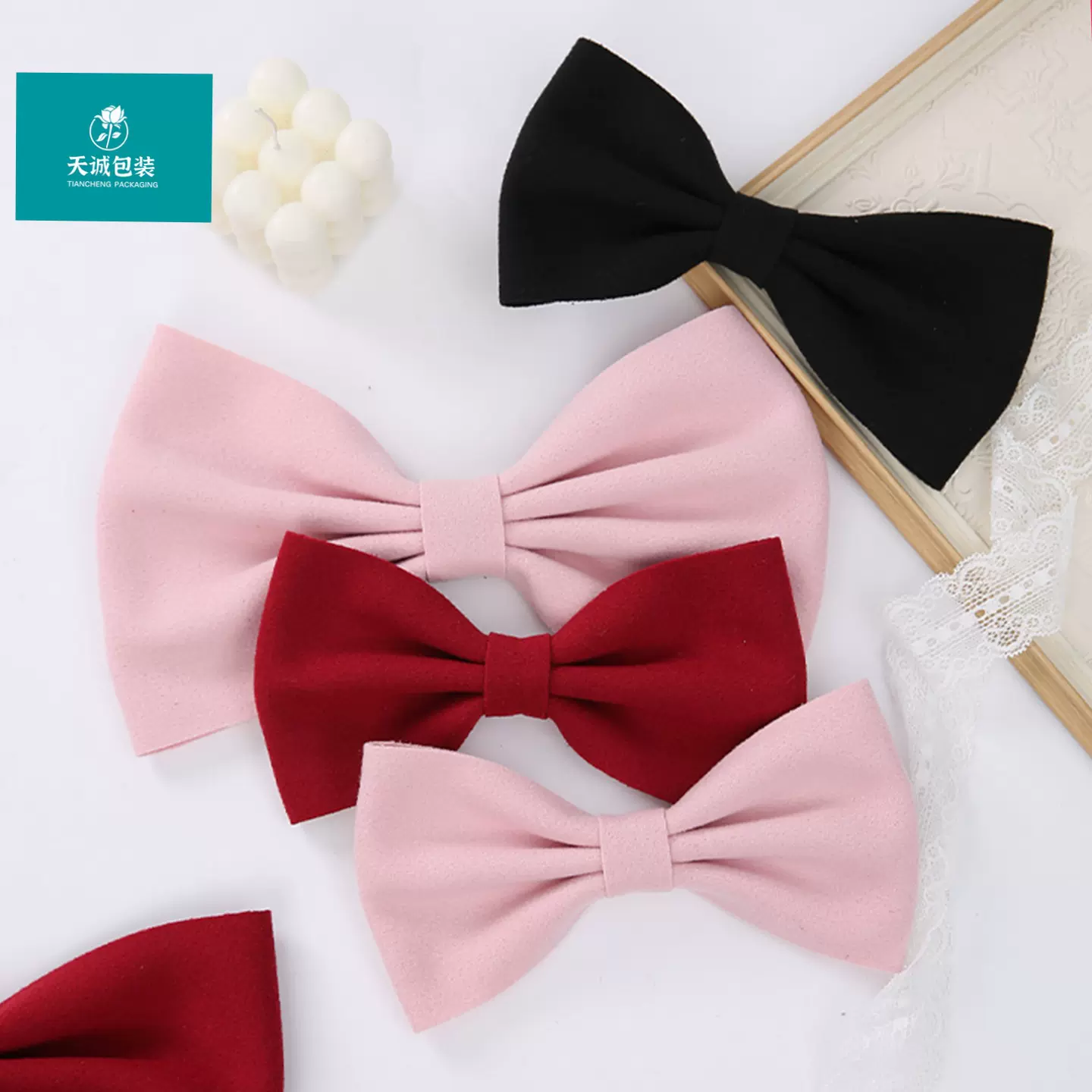 新款成品绒布蝴蝶结 DIY装饰配件鲜花花束礼盒包装花艺材料领结