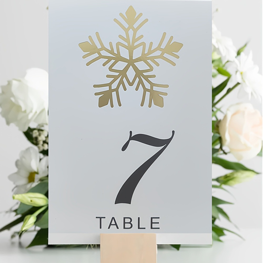 原创热销现货烫金镭射雪花婚礼席位卡V形站立1-15桌号牌立式桌卡