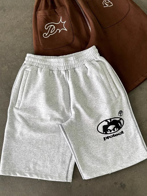 2025 protección transfronteriza tendencia de la moda de primavera europea y americana, pantalones cortos casuales bordados personalizados, pantalones rectos sueltos en la calle