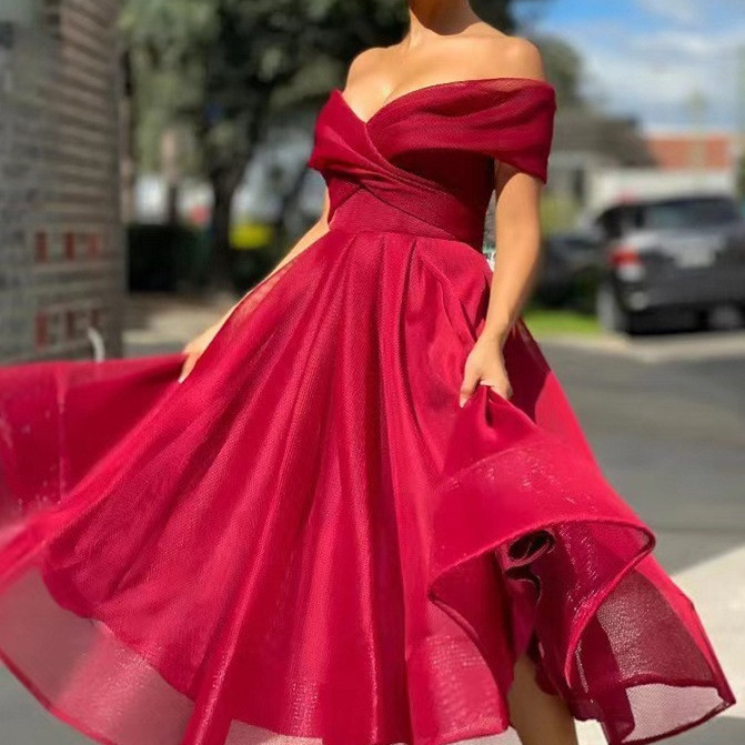 Amazon European and American Sexy Evening Dress, One-Shoulder Ball Gown, High-Waisted Slim-Fit Elegant Party Long Dress Amazon European and American Sexy Evening Dress, One-Shoulder Ball Gown, High-Waisted Slim-Fit Elegant Party Long Dress