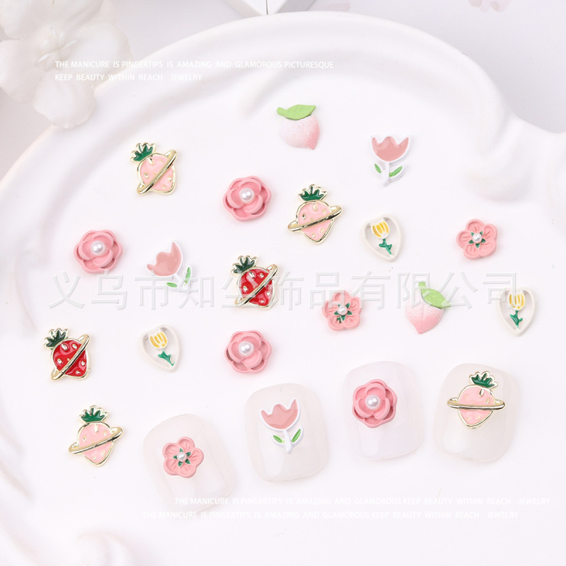 Tulip Pearl Flower Nail Art Accessories Japanese and Korean Style Simple Small Fresh Stereo Frosted Nail DIY Accessories