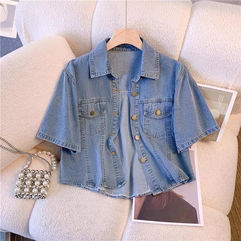 Short-sleeved Denim Coat Women's Summer Thin 2024 New Loose All-match Short Shirt Jacket Top