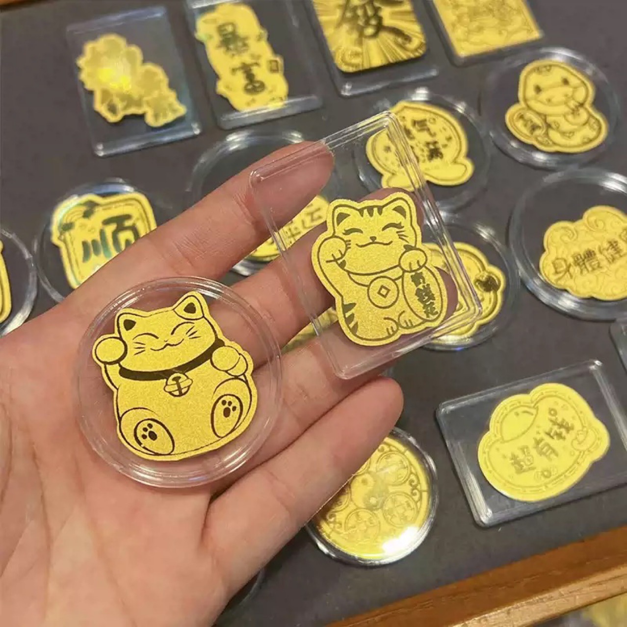 足金999 暴富手机贴国潮创意招财猫背胶金贴纸伴手礼直播引流礼品