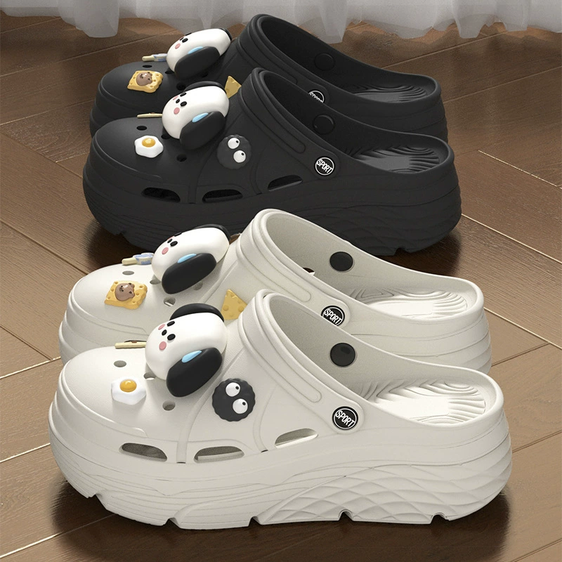 Супер толстая подошва милые пещерные туфли для женщин летом носить 2025 новый милый DIY мультфильм Баотоу холодные тапочки для женщин