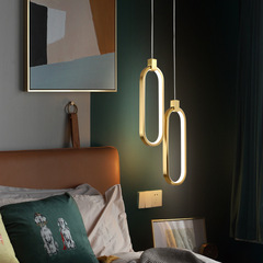 Full-copper Nordic Postmodern Minimalist Bedroom Bedside Chandelier: Creative & Unique Small Pendant Light for Master Bedroom and Living Room Background Wall