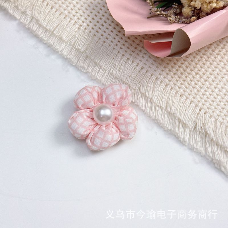 糖果色格子花朵辅料充棉五瓣花头饰发夹DIY饰品服饰配件装饰辅料|undefined
