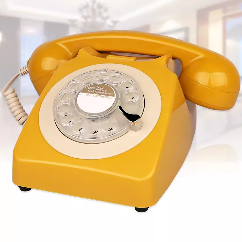 Fabricante de teléfonos antiguos de estilo clásico con dial giratorio, teléfono fijo retro con timbre metálico, teléfono fijo transfronterizo.