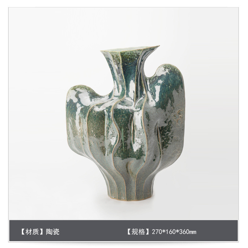 中世スタイルのセラミックフラワー花瓶装飾アートB&Bモデルルームゲストテーブルハイエンドフラワーアレンジメント装飾|undefined