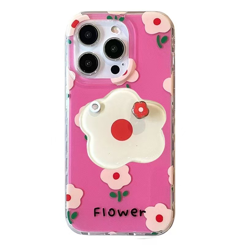 Estilo coreano ins flores rosas para 16ProMax soporte de espejo iphone14/15 funda para teléfono móvil Apple 13 mujer