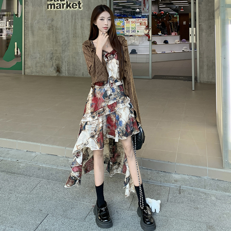 Summer retro slip dress, set, plus size