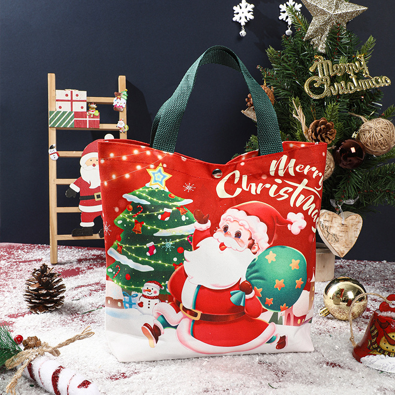 Bolsa de regalo de Navidad, caja de manzana de Nochebuena, caja de regalo para niños, dulces portátiles, lienzo, bolsa de manzana image 8