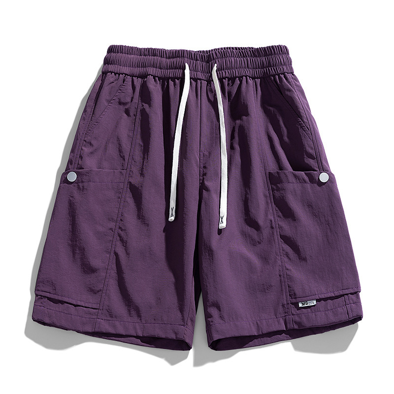 Summer New Fashion Versatile Cargo Shorts Men Solid Color Loose Simple Couple Style Drawstring Fashion Knee-Length Shorts Summer New Fashion Versatile Cargo Shorts Men Solid Color Loose Simple Couple Style Drawstring Fashion Knee-Length Shorts