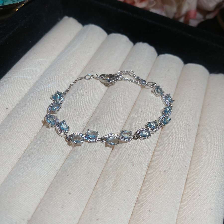 Pulseras de zircon azul marino frescas y lujosas pulseras de alta sensación 2026 nuevas joyas de moda de verano versátiles image 12
