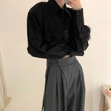 港风设计感绑带西装裤女秋季新款小个子高腰宽松显瘦阔腿休闲裤