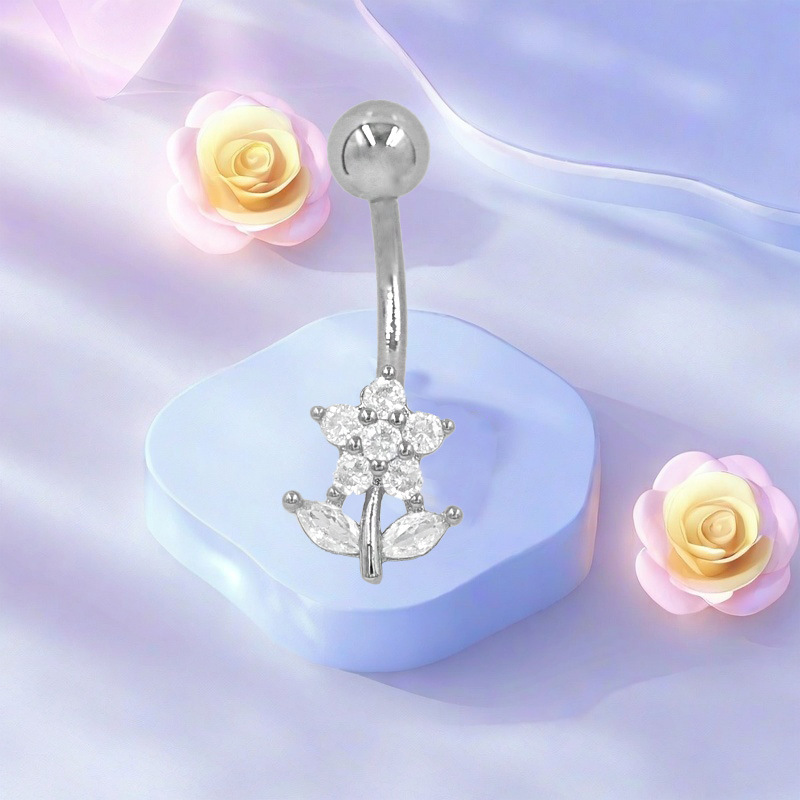 Zierliches Blumen Bauchnabelpiercing Für Damen Elegantes Design_voghion.com