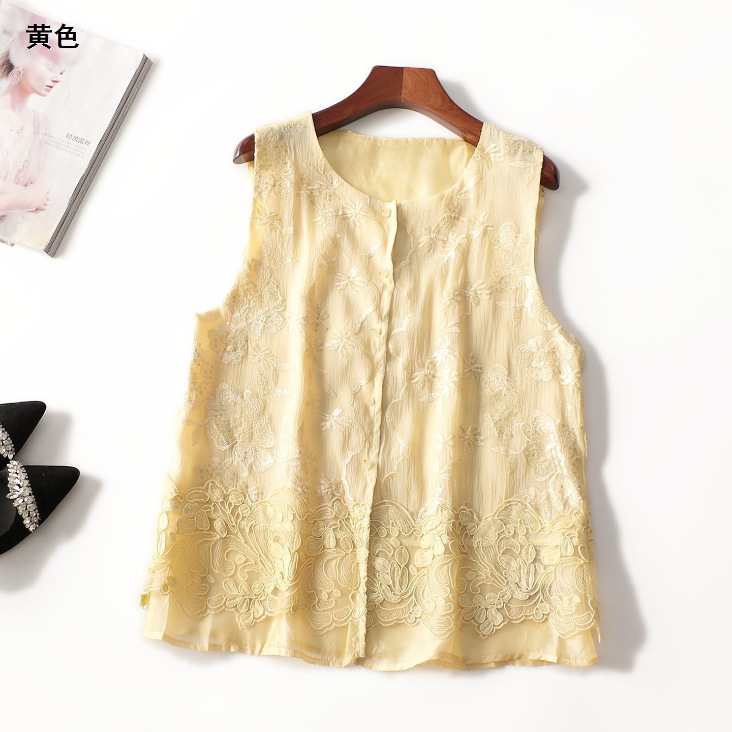 246268 Summer Sleeveless Mid-Length Vest Shenzhen Mingwei Wholesale Quality Women's Clothing Clearance Factory