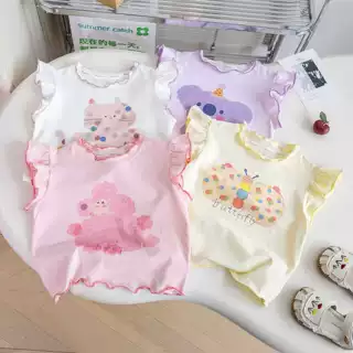 2026新款夏季童装女童短袖T恤宝宝洋气小飞袖上衣儿童棉质上衣潮