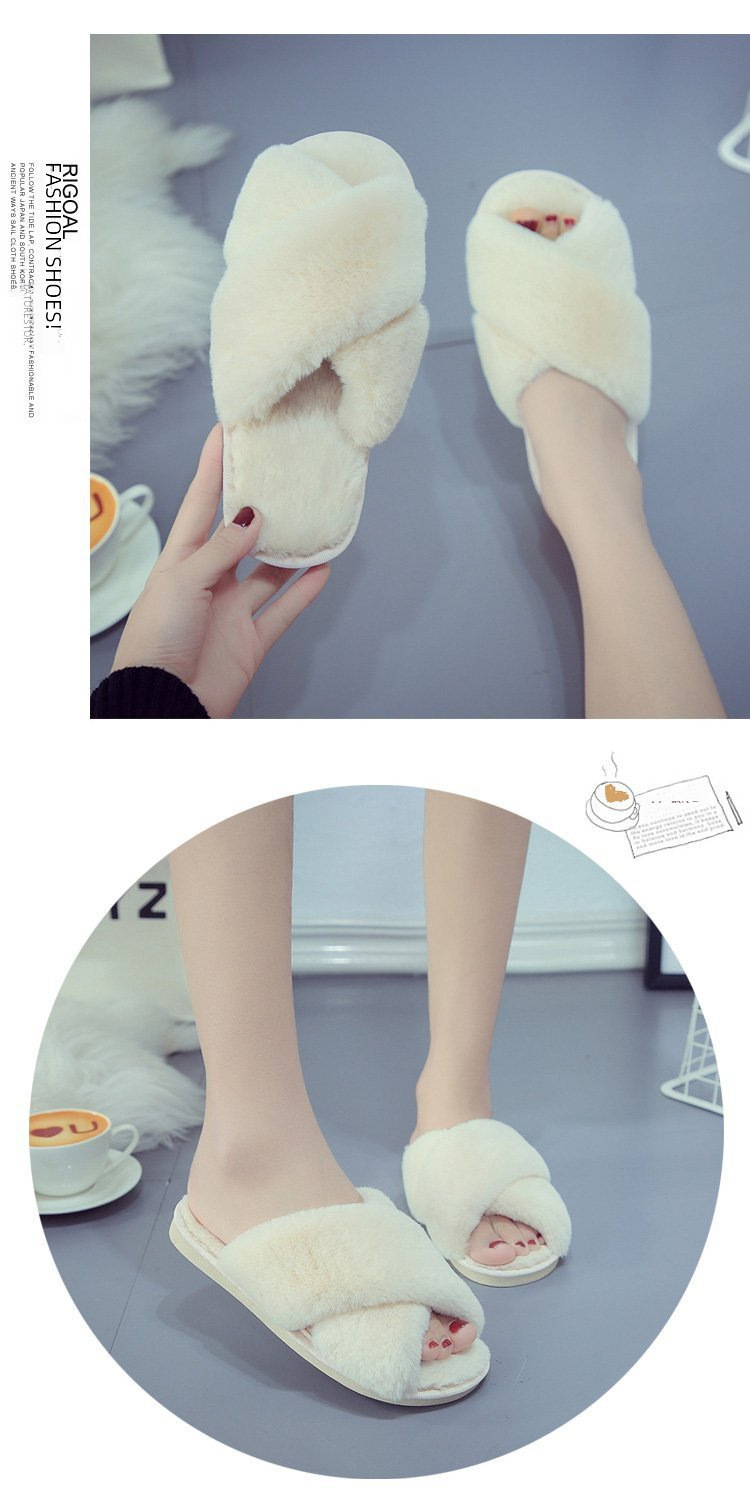 Pantofole Cross Mao Mao da donna invernali commercio estero taglia 43 casa peluche punta aperta caldo cotone da cucire all'ingrosso_voghion.com