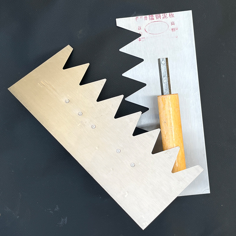 Wholesale manganese steel handle sawtooth mud knife mud board with teeth ash scraping knife bricklayer tile mud trowel mud spatula