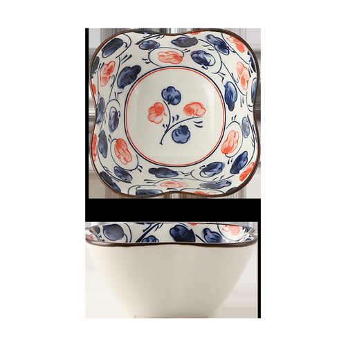 Retro Japanese simple sauce vinegar flower flavor dish household underglaze color hotel snack dipping seasoning side dish peanut dish
