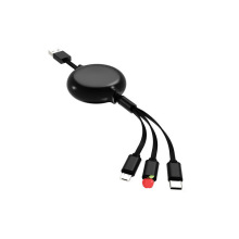 单边伸缩数据线一拖三充电线手机快充适用于苹果华为安卓Typec