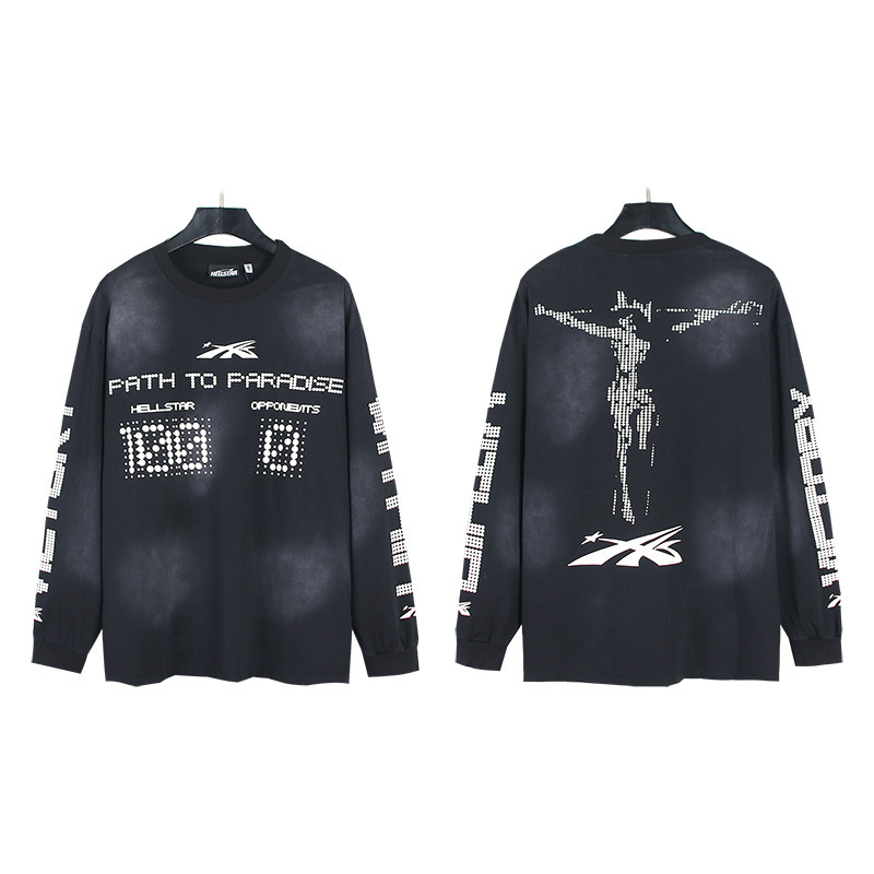 クロスボーダー卸売Hellstar地獄の星TShirt秋装美潮高街ゆるい長袖tシャツ男女潮|undefined