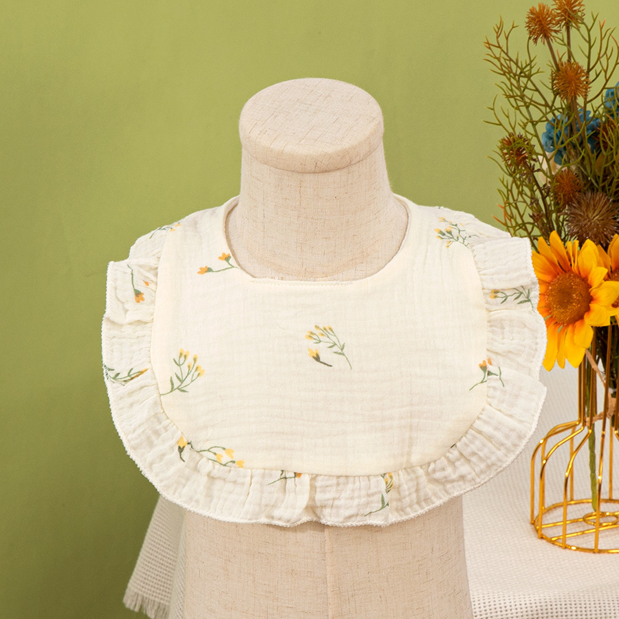 Toalla de saliva para bebé Verano A antibacteriano y agradable para la piel 40 piezas de gasa de algodón puro babero de encaje en forma de U para hombres y mujeres babero para bebés