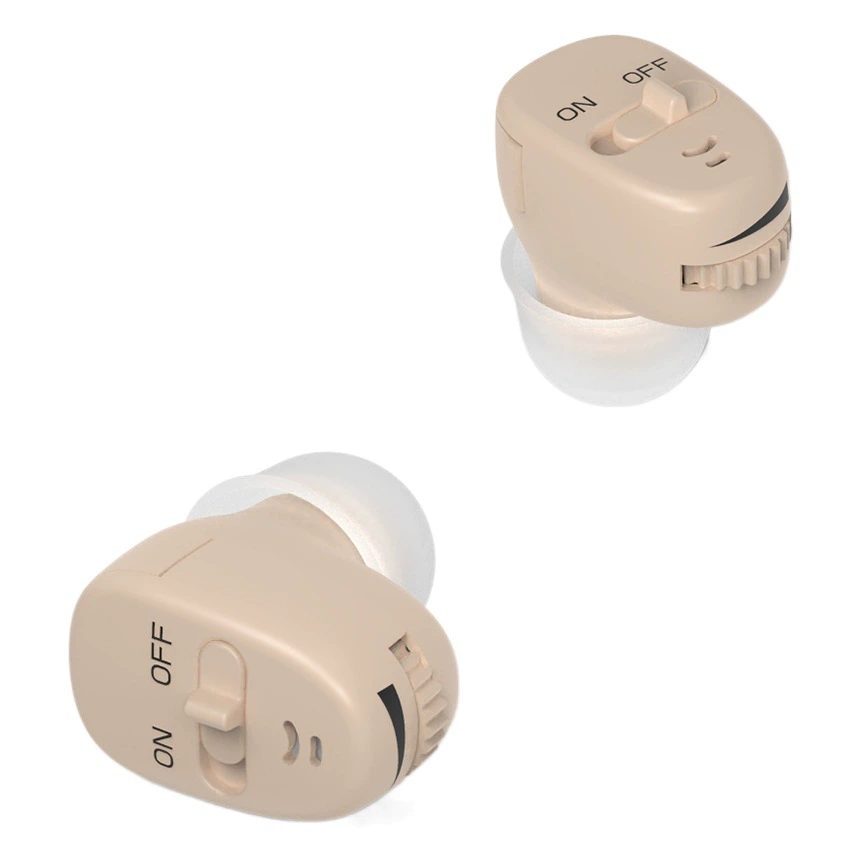 Кросс-граничная продажа невидимых слуховых аппаратов с батарейками для пожилых людей, красные и синие модели, компактные и портативные внутриканальные слуховые аппараты.