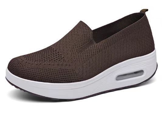 Zapatos cómodos para mujer, de color liso, zapatos casuales de caña baja, zapatos de mujer de malla transpirable, con suela gruesa, que aumentan la altura, zapatos transpirables.