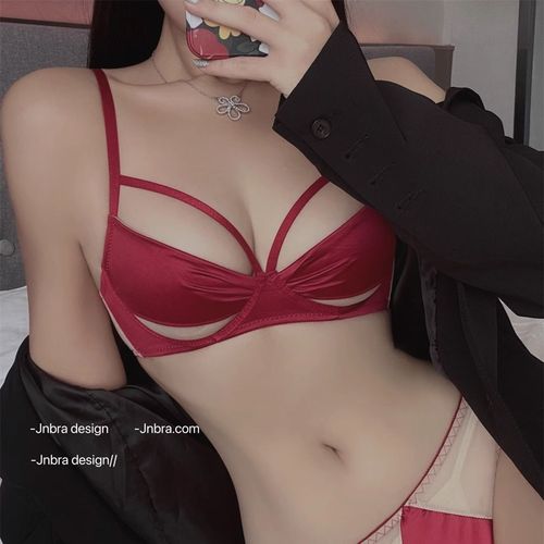 New Sexy Tempting Pure Desire Style Large Cup Bra Set for Women French Thin Model Shows Small with Underwire Push-up Bra