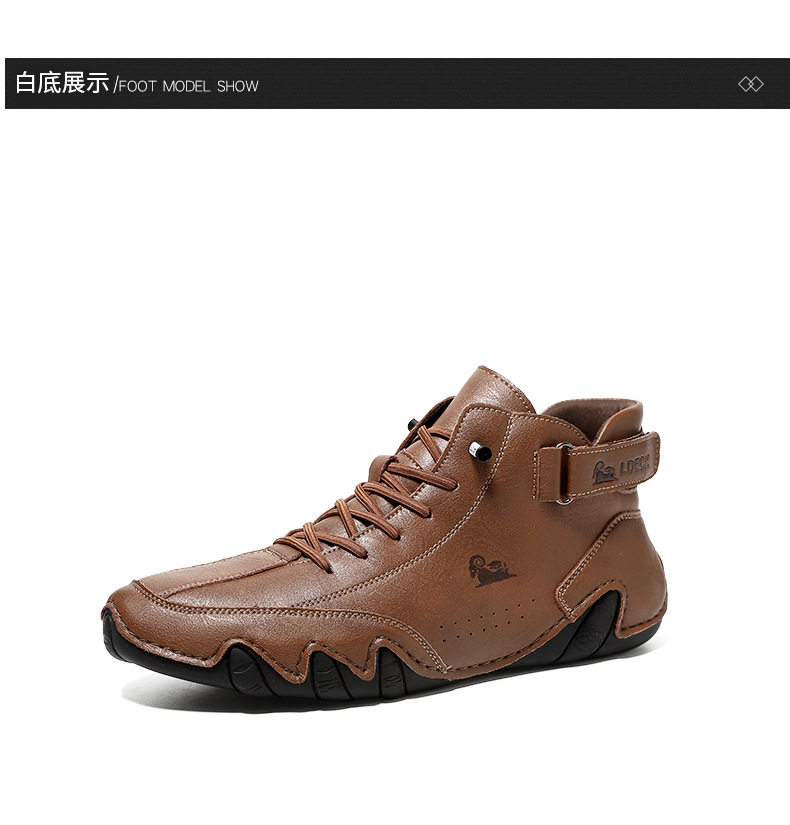 Bốt Martin nam cổ cao dáng ngắn, mũi tròn, đế bằng, phong cách thường ngày — C8008 màu kaki, C8008 màu xám, C8008 màu đen, F8008 Màu xanh lá cây chi tiết 37